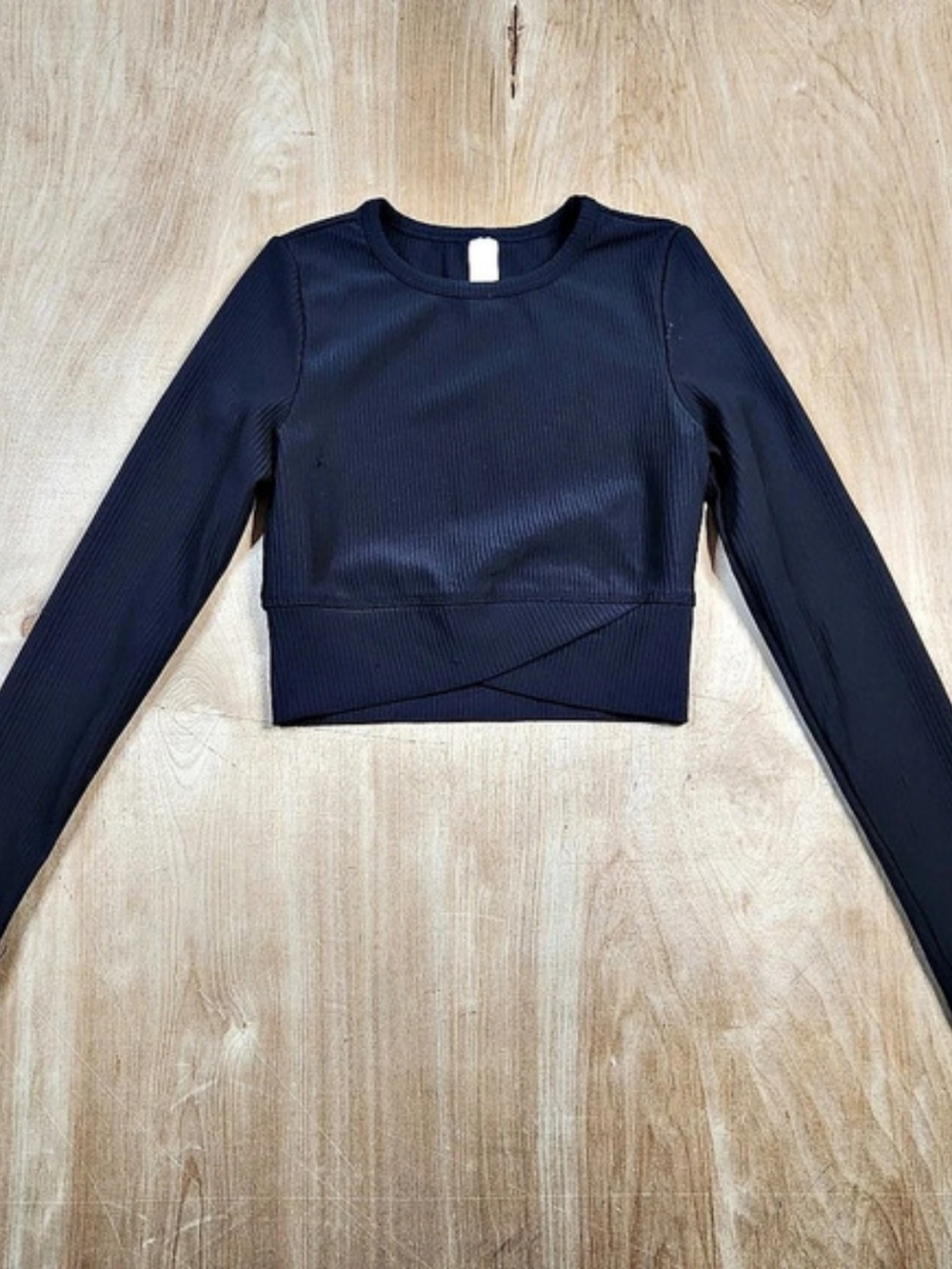 Yogalicious Womens Ribbed Long-Sleeve Crop Shirt Black M